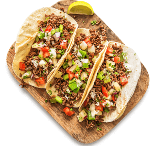 Tacos on serving platter